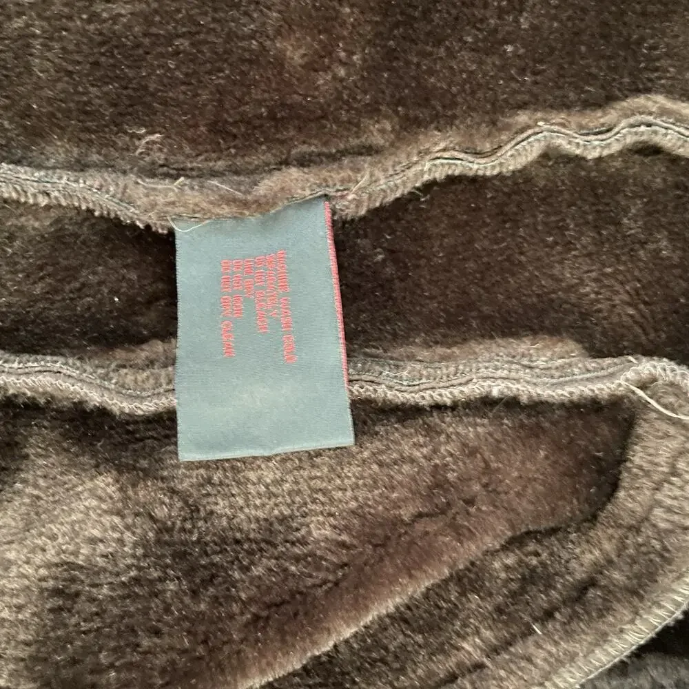 Y2K Faux Suede Fur Trim Hooded Coat Zip Up Women’s Medium 2000s VTG Brown Jacket - Picture 11 of 16